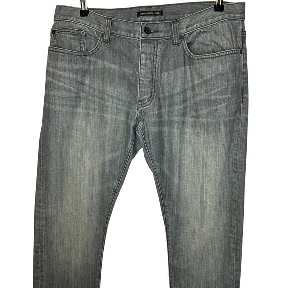 John Varvatos Men's Sz 36x33 Star USA Dark Gray Button Fly Jeans Slim Straight - Picture 2 of 7